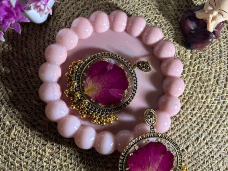 Rose Gold Petal Resin Jhumka