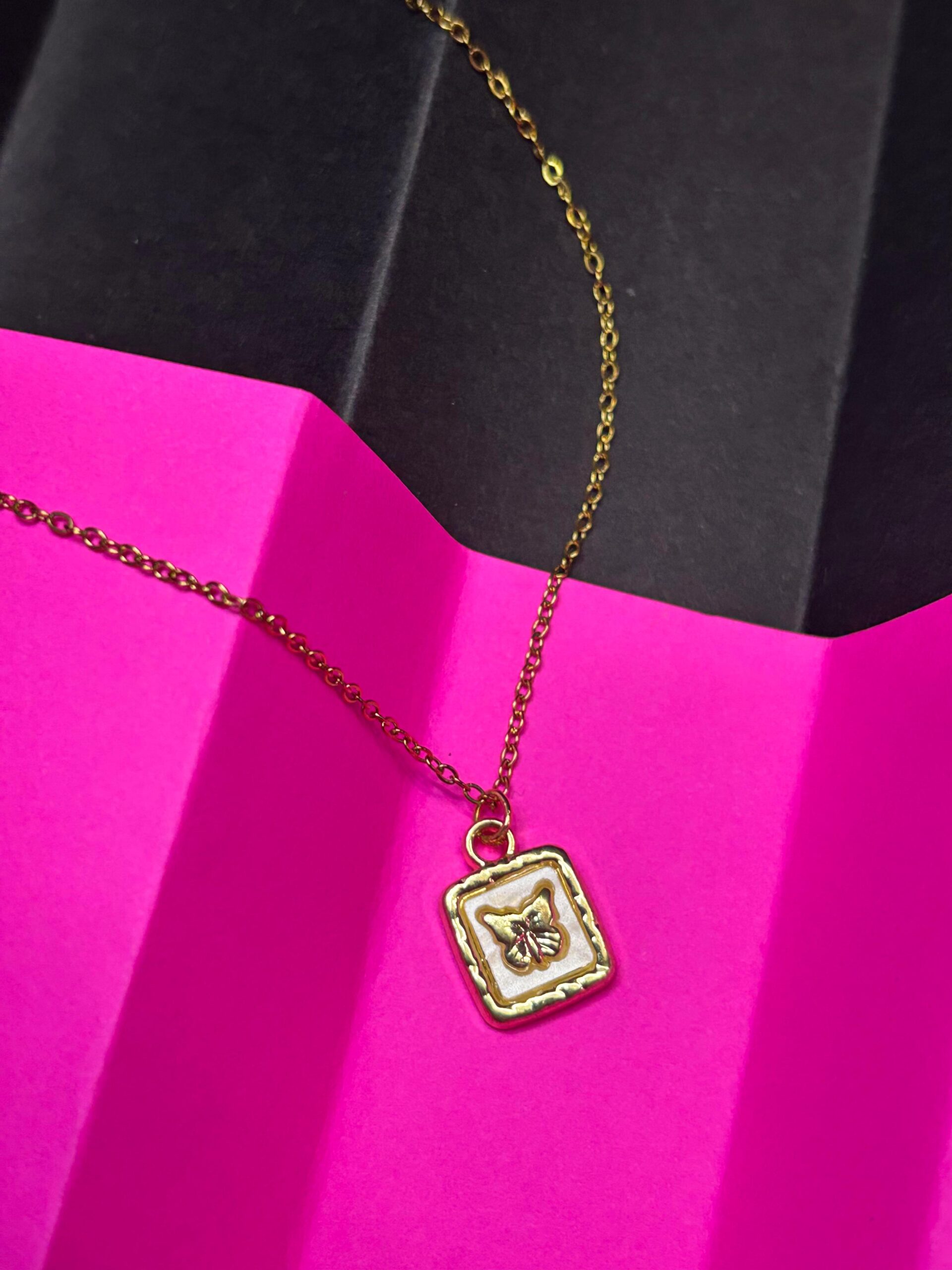 Butterfly Frame Gold Pendant Necklace - Image 2