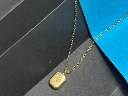 Golden Square Starburst Pendant Necklace