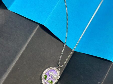 Lavender Bloom Floral Silver Pendant Necklace
