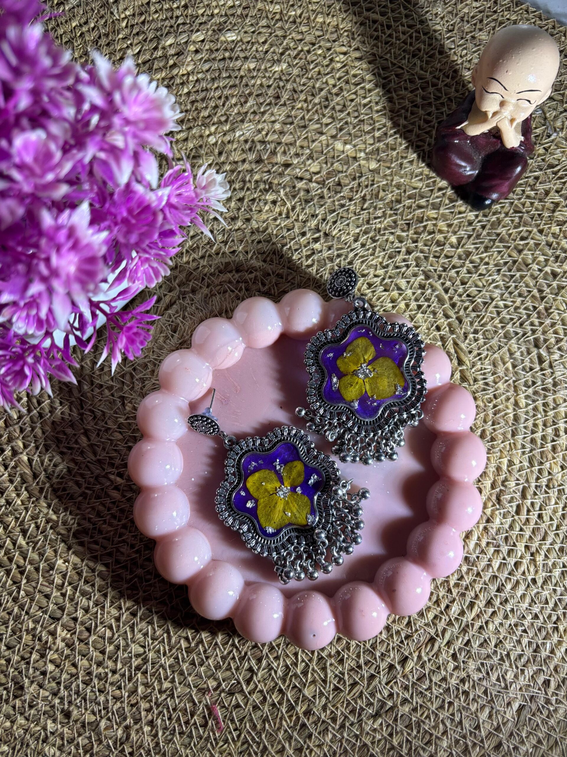 Purple Bloom Resin Jhumka